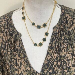 J crew faceted black beads gold tone chain 18 inches long necklace marked
